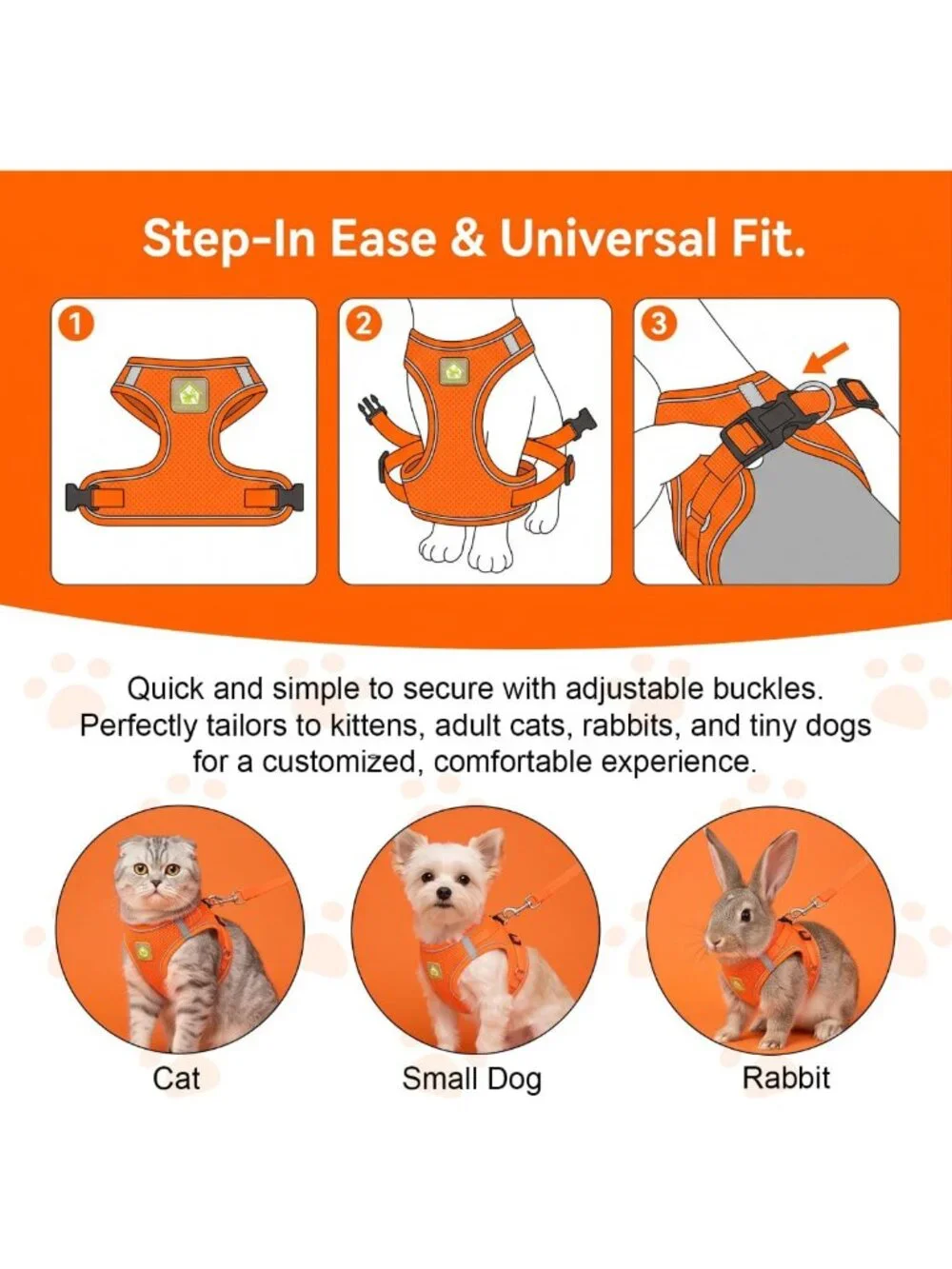 Escape Proof Cat Harness and Leash Set - Adjustable, Comfortable, No Slip